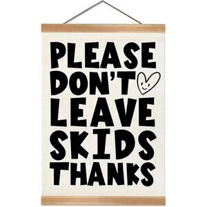 Funny Bathroom Wall Decor Sign Please Don’t Leave Skids Farmhouse Canvas